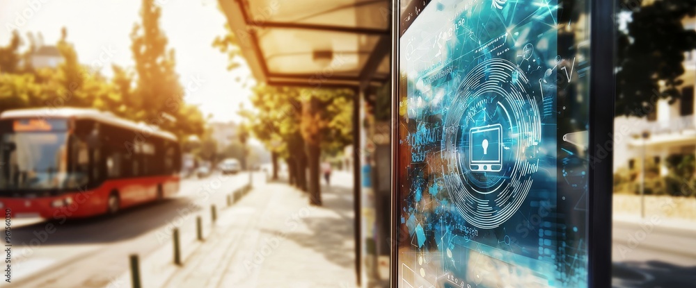 Poster Biometric identification and cyber security protect business transactions from online cyber attacks by using tablets and fingerprint scanning.