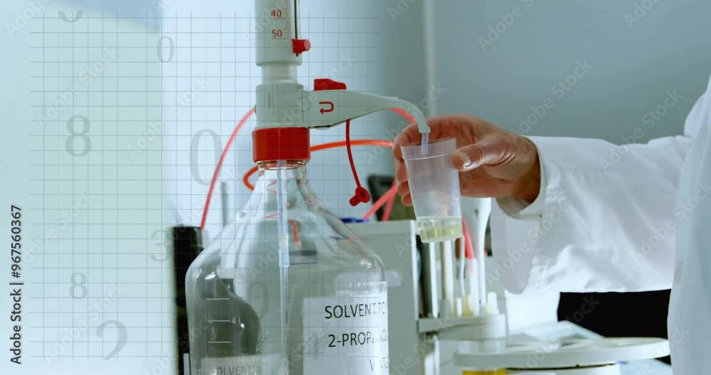 Canvas Prints animation of scientific data processing over caucasian male scientist in laboratory