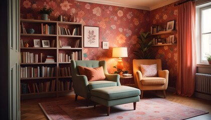 Photo interior modern design room 3d illustration;