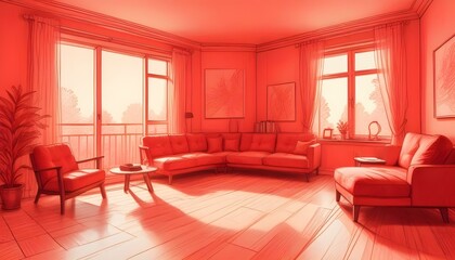 Photo interior modern design room 3d illustration;