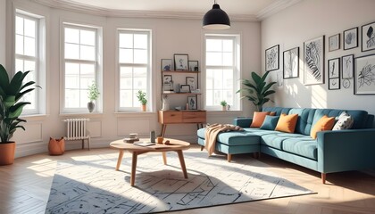 Photo interior modern design room 3d illustration;