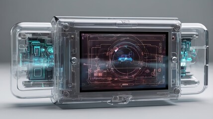 Obraz premium futuristic device with human integration ai gen