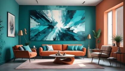 Photo interior modern design room 3d illustration;