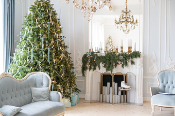 Christmas tree Garland lights new year holiday gifts white home decor