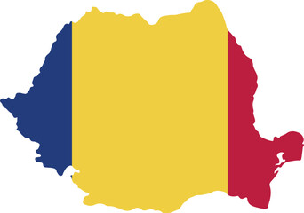 Romania country map with flag
