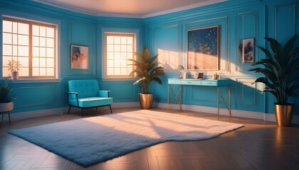 Photo interior modern design room 3d illustration;