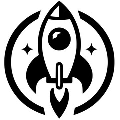 Silhouette of rocket symbol launching