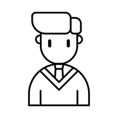 Boys student learning icon, Outline symbol icon. Editable vector stroke.