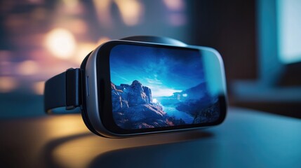 A close-up of a mobile phone placed in a VR headset, ready for immersive gaming or experiences.