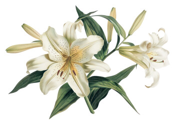 Fototapeta premium PNG Lilly flower illustration white lily.
