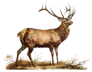 PNG  Male Stag illustration wildlife painting.