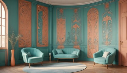 Photo interior modern design room 3d illustration;