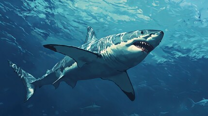 Fototapeta premium The great white shark is one of the biggest meat-eating fish in the ocean.