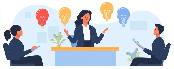 Business teamwork and cooperation in illustration style. Business and communication success concept