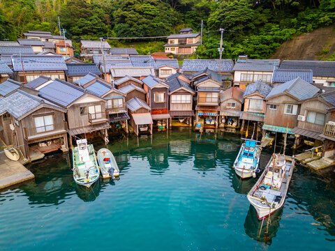 Ine Bay, Kyoto, Japan at the Funaya Boathouses