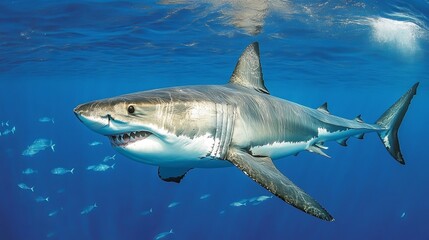 Fototapeta premium The great white shark is one of the biggest meat-eating fish in the ocean.