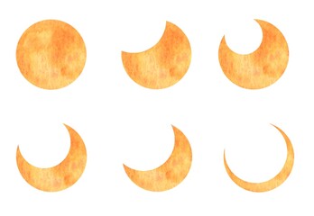 水彩　月　満月