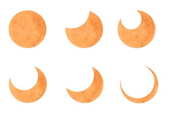 水彩　月　満月