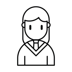 Girl student character avatar learning icon, Outline symbol icon. Editable vector stroke.
