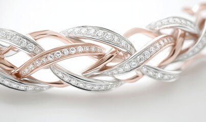 A radiant frame composed of polished silver and rose gold interwoven elements