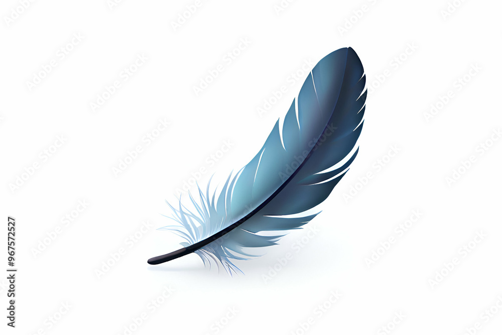 Fototapete abstract blue colour single feather on white background/ high resolution and used for decorate backg