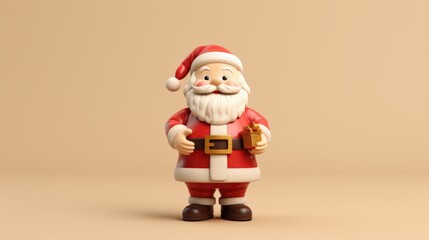 3D Miniature Santa Claus Statue Isolated Background for Merry Christmas Festival. Fictional Characters Created By Generative AI.