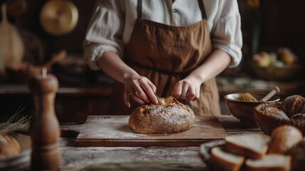 Artisan Bread Preparation Scene