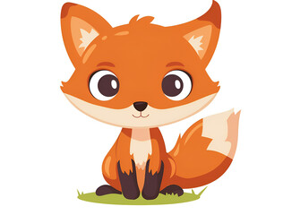 Obraz premium Cute fox vector illustration on a white background, Generative AI 