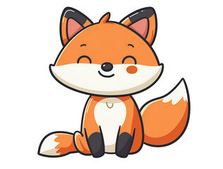 Cute fox vector illustration on a white background, Generative AI
