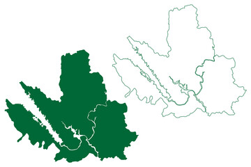 Bilaspur district (Himachal Pradesh State, Republic of India) map vector illustration, scribble sketch Bilaspur map