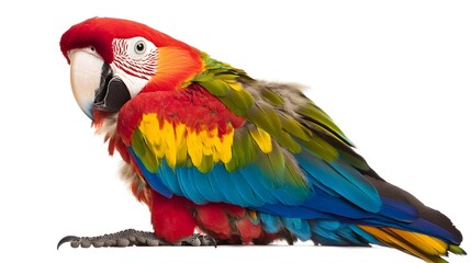 Vibrant Tropical Macaw Parrot Perching on Branch in Vivid Colors