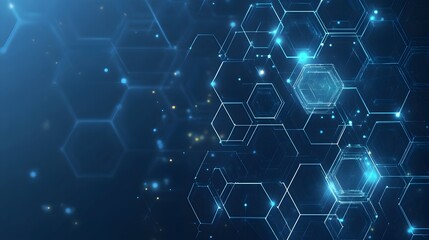 Fototapeta premium Futuristic Digital Network Hexagon Pattern with Glowing Lights