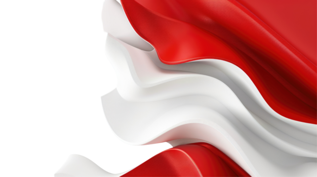  Red and white abstract wavy 3D design, photo png.