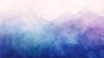 Fototapeta premium A serene watercolor landscape featuring soft gradients of blue, purple, and white tones, ideal for soothing backgrounds.