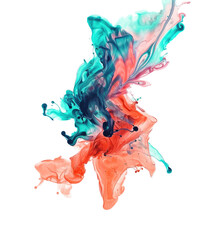 Blue and Orange Paint Splash isolated on png background.