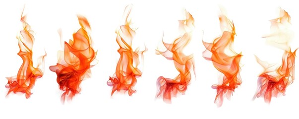 Set of Fire Flame Isolated Flat Png Vector.