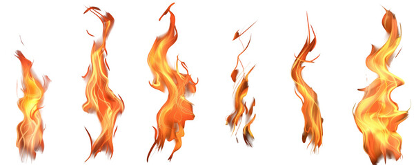 Set of Fire Flame Isolated Flat Png Vector.