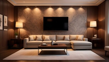 Photo interior modern design room 3d illustration;