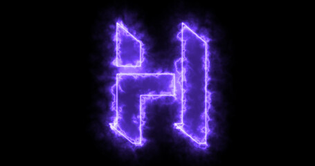 Neon H alphabet on black background. H alphabet neon moving outline for an online shop, blog, web, cafe, and hotel on a black BG.Technology video material animation. Easy to use in any video.