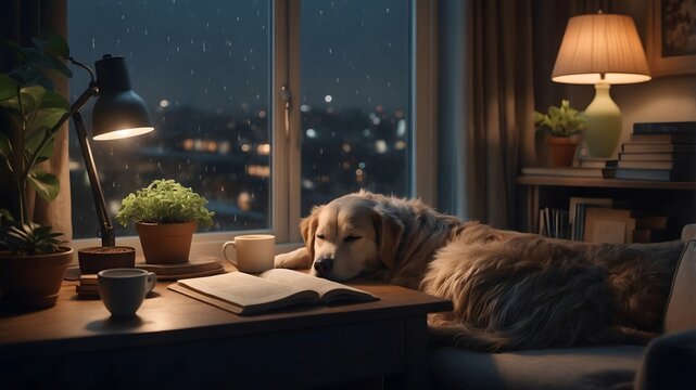 sleeping dog on the couch