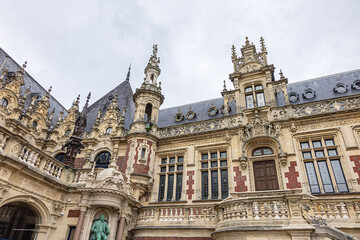 Architectural fragments of Benedictine Palace (Palais de la Benedictine, 1852) - neo-Gothic and...