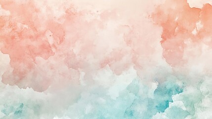 Obraz premium A soft watercolor background featuring gentle hues of peach and aqua, perfect for a serene and calming aesthetic.