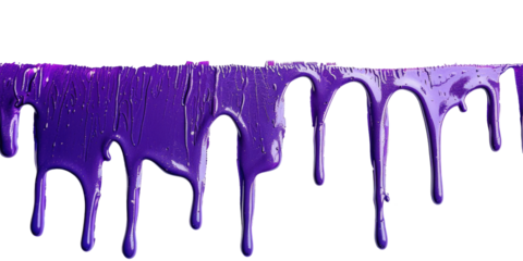 Dripping purple liquid 3d render isolated on png background.