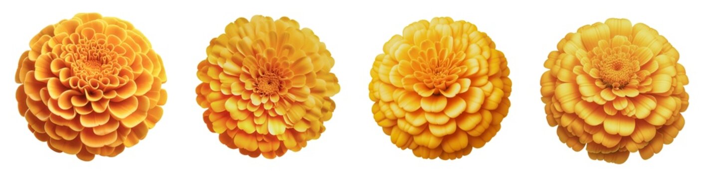 Set of marigold flowers dia de los muertos or day of the dead celebration mexican traditional festivel decorative floral element on white background