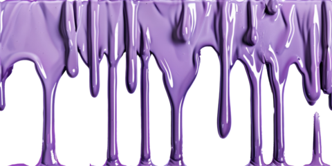 Dripping purple liquid 3d render isolated on png background.