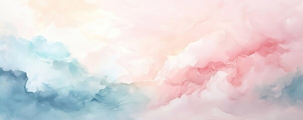 Soft pastel clouds blend together in serene hues of pink and blue, creating a calming and dreamy atmosphere.