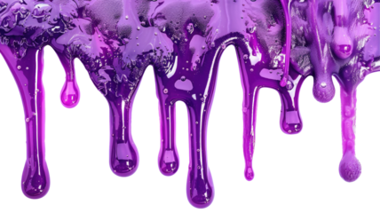 Dripping purple liquid 3d render isolated on png background.
