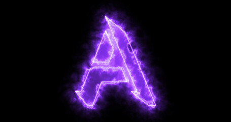 Fototapeta premium Neon A alphabet on black background. A alphabet neon moving outline for an online shop, blog, web, cafe, and hotel on a black BG.Technology video material animation. Easy to use in any video.