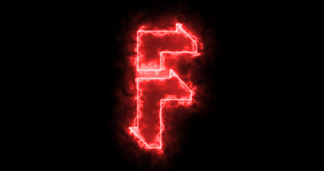 Neon F alphabet on black background. F alphabet neon moving outline for an online shop, blog, web, cafe, and hotel on a black BG.Technology video material animation. Easy to use in any video.