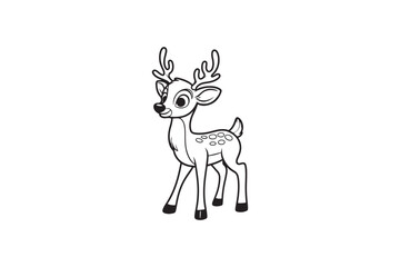 Cute reindeer outline Christmas-themed doodle for coloring.   © Picture Paradise